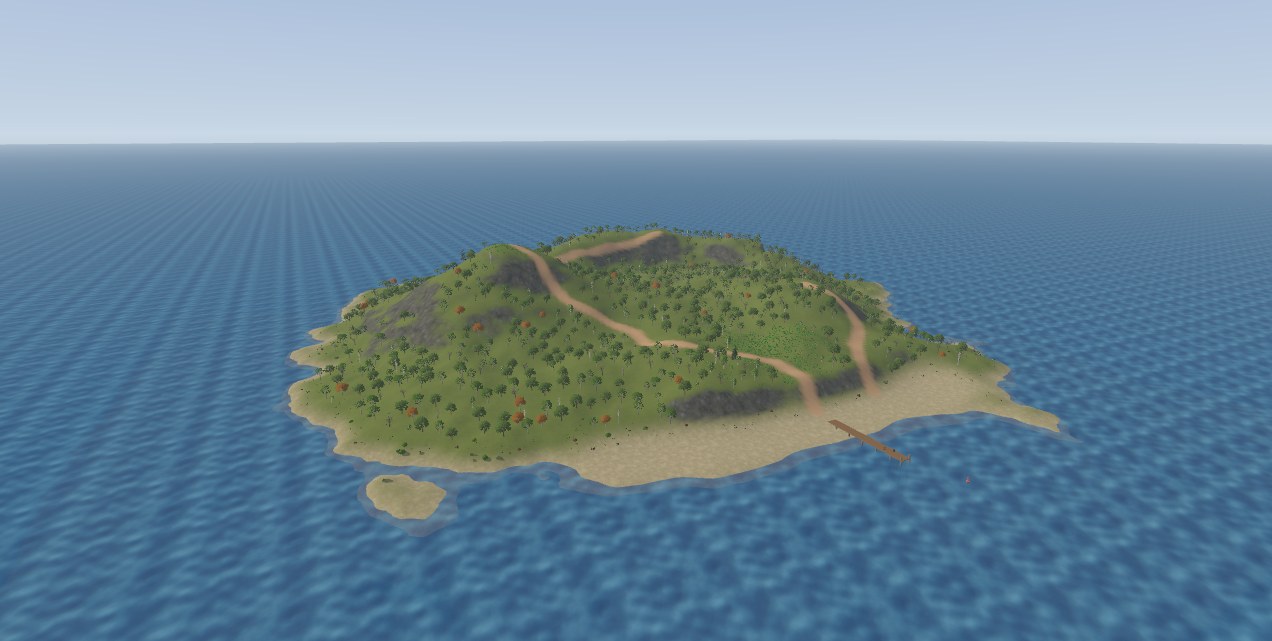 The finished island from the south