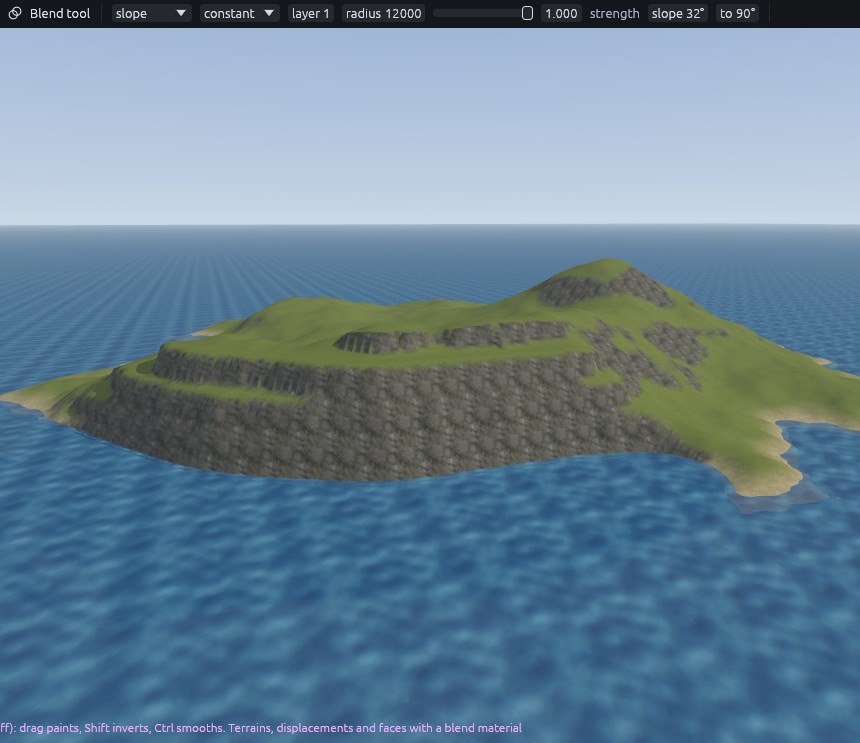 Slope mode: everything steeper than 32° becomes rock