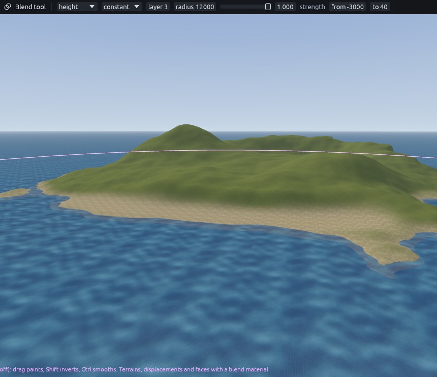 Height mode: everything below 40 units becomes sand