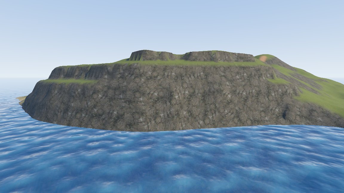The painted cliffs of the sea island in Godot
